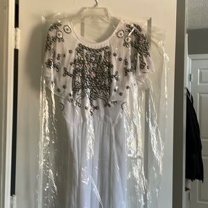 White prom dress with sequins and gems